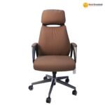 🪑 A 858-1 Brown – Modern Executive Office Chair | Premium PU Leather | Metal Legs | Ergonomic Design - Image 2