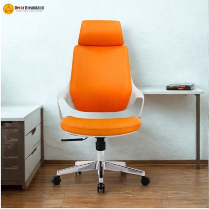 🪑 2159 A Ergonomic Office Chair | Orange  Bold Color • Ergonomic Comfort • Smooth Mobility