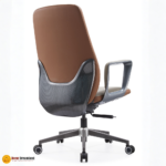 🪑 B-888 Office Chair | Grey PU Leather  Modern Comfort • Strong Metal Legs • Professional Seating - Image 4