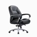 🪑 2305 B – Black Leather Executive Office Chair | Ergonomic PU Design | Aluminum Base | Premium Comfort