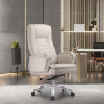 609A Premium White Boss Office Chair – High-Back PU Leather, Chrome Base, and Ergonomic Foam Comfort - Image 2