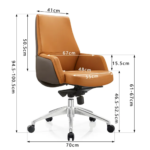 Premium Executive Office Chair 205B – Ergonomic High-Back Chair with Tilt Lock, Aluminum Base & Dual-Tone Upholstery (Orange) - Image 6