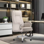 609A Premium White Boss Office Chair – High-Back PU Leather, Chrome Base, and Ergonomic Foam Comfort - Image 3