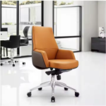 Premium Executive Office Chair 205B – Ergonomic High-Back Chair with Tilt Lock, Aluminum Base & Dual-Tone Upholstery (Orange) - Image 5