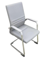 131C Premium Gray Visitor Chair – PU Leather with Chrome Base for Office & Reception Seating