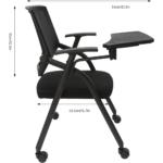 SH-3032 Black Tablet Arm Training Chair – Ergonomic Mesh Back with Foldable Arm, Casters & Stackable Design - Image 9