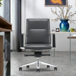 D111 Modern Executive Office Chair – Ergonomic Mid-Back Chair with Chrome Frame & Premium Comfort – Black - Image 4