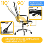 RS-002A Black PU Office Chair – Ergonomic Executive Chair with Adjustable Headrest, Tilt Mechanism & Alloy Base - Image 9