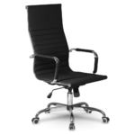 RS-002A Black PU Office Chair – Ergonomic Executive Chair with Adjustable Headrest, Tilt Mechanism & Alloy Base
