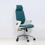 2159A White Frame Green PU Office Chair – Ergonomic Design, Adjustable Features & Modern Aesthetic - Image 3
