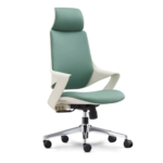 2159A White Frame Green PU Office Chair – Ergonomic Design, Adjustable Features & Modern Aesthetic