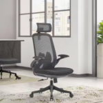 2327A White Frame Grey High Back Office Chair – Ergonomic Mesh Back, 3D Armrest, Adjustable Swivel CEO Chair - Image 5