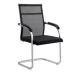 4009-Black Visitor Chair – Breathable Mesh Back, Foam Cushion, Steel Frame & PP Armrest