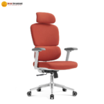 Ergonomic Executive Office Chair V04 – Adjustable Mesh Back with 3D Armrests, Class-4 Gas Lift & Nylon Casters – Modern Orange Design - Image 10