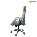 🪑 MD 2212 A – High-Quality PU Boat Leather Executive Office Chair | Aluminium Alloy Armrests | Ergonomic Design (Grey / Green) - Image 3