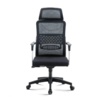 Office Chair 909A – Ergonomic Faux Leather Chair with Recline & Lumbar Support – Black & Gray - Image 3