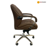 🪑 2305 B – Black Leather Executive Office Chair | Ergonomic PU Design | Aluminum Base | Premium Comfort - Image 5