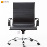 🪑 CK02-A Ergonomic Office Chair | Black PU & Mesh with Chrome Base  Premium Look • Breathable Comfort • Smooth Tilting Support - Image 2