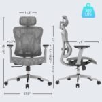 🪑 Ergonomic Office Chair with 3D Armrests, Thoracic & Lumbar Support, Adjustable Headrest – Model 3001 Gray Mesh Office Chair - Image 2