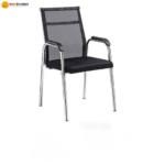 🪑 8021 Ergonomic Office Chair | White & Black Mesh with Electroplated Legs  Modern Contrast • Breathable Comfort • Premium Office Seating - Image 2