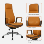 TA135-Orange – Modern PU Leather Recliner Office Chair | Swivel Adjustable Executive Boss Chair for Work & Home Office - Image 6