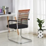 🪑 Italian Style Mesh Office Chair with Stainless Steel Bow Legs – Model 4009C-Zebra Black & Silver Visitor Chai - Image 3