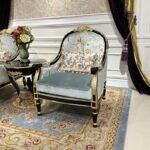 Emgrand Luxury Single-Seat Sofa – Wine Red Frame + Taiwan Champagne Gold Accents + Premium Template Fabric - Image 4