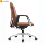🪑 B-858-1 Office Chair | Brown PU Leather  Classic Elegance • Comfortable Seating • Strong Metal Legs - Image 3