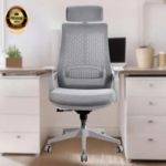 2020A-Gray Mesh Office Chair – Breathable Back, High-Density Cushion, and Chrome Base - Image 6