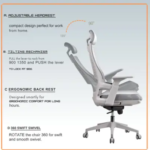 2020A-Gray Mesh Office Chair – Breathable Back, High-Density Cushion, and Chrome Base - Image 11