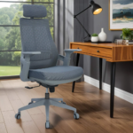 2020A-Gray Mesh Office Chair – Breathable Back, High-Density Cushion, and Chrome Base - Image 12