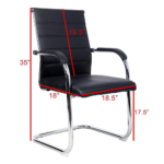 4009-PU Visitor Chair – PU Leather Cantilever Office Guest Chair with Chrome Frame | Black - Image 2