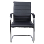 4009-PU Visitor Chair – PU Leather Cantilever Office Guest Chair with Chrome Frame | Black - Image 3