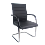 4009-PU Visitor Chair – PU Leather Cantilever Office Guest Chair with Chrome Frame | Black