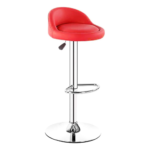 🔴 Modern Height-Adjustable Bar Stool with Chrome Base – Model BC-S5 RED Chrome & Red Bar Chair - Image 2