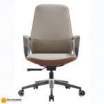 🪑 B-888 Office Chair | Grey PU Leather  Modern Comfort • Strong Metal Legs • Professional Seating - Image 3