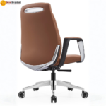 🪑 B-858-1 Office Chair | Brown PU Leather  Classic Elegance • Comfortable Seating • Strong Metal Legs - Image 2