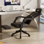 🪑 777 Ergonomic Office Chair | Black Frame & Black Mesh  Headrest & Footrest • Reclining Comfort • Executive Ergonomics - Image 2