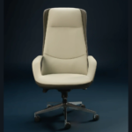MD2303A Premium Executive Office Chair – PU Leather with Ergonomic Support, Tilt Lock & Aluminum Base – Cream & Green - Image 2