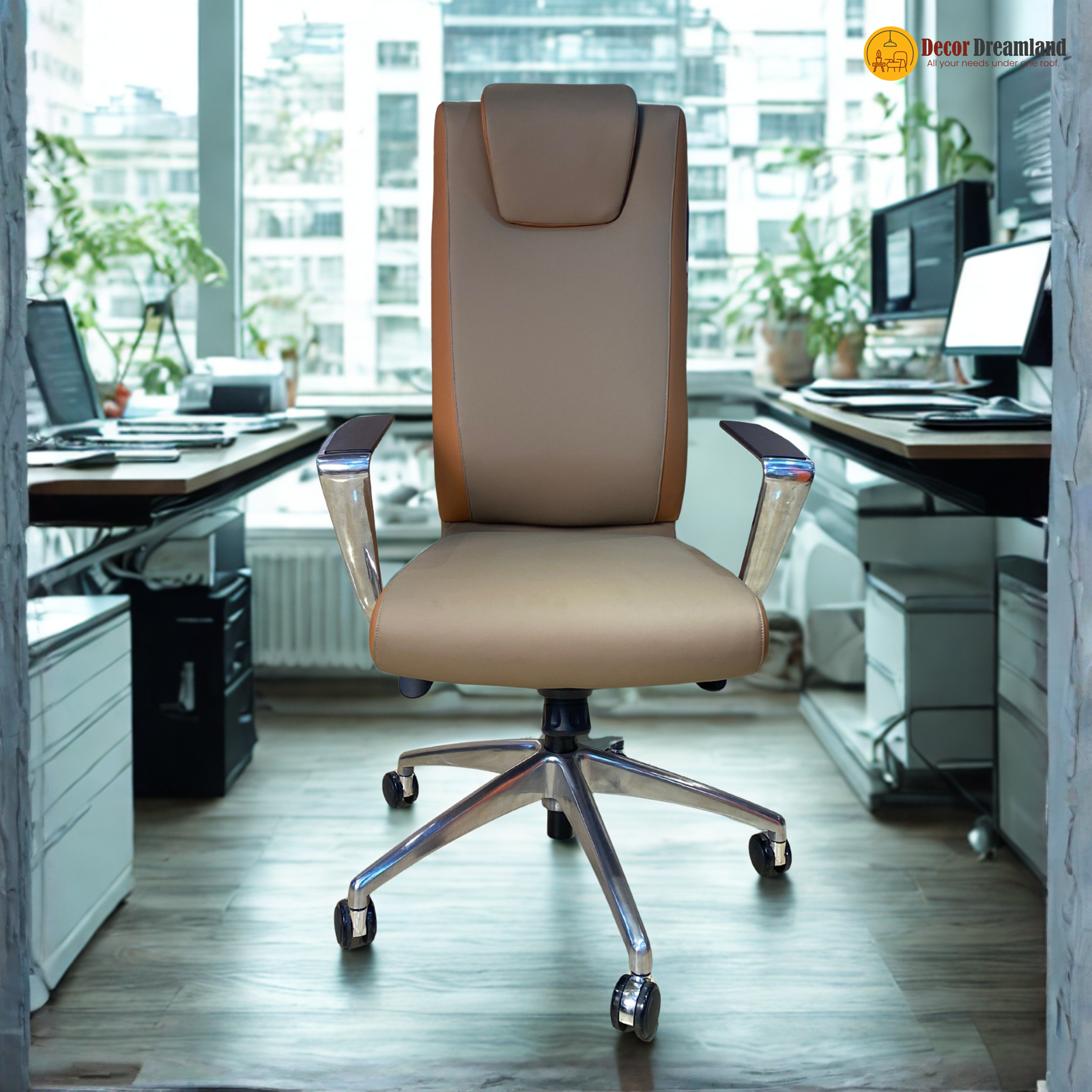4-20-1.png πͺ MD 2210 A β Grey Premium Ergonomic Executive Office Chair | Aluminum Armrest with PU Pad | 4-Position Synchronized Tilt Lock | Moulded Foam Comfort - Image 1