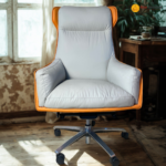 2381 A – Cream Executive Office Chair | Premium Skin-Like Leather, Ergonomic Luxury with 4-Speed Locking Chassis - Image 3