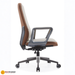 🪑 B-888 Office Chair | Grey PU Leather  Modern Comfort • Strong Metal Legs • Professional Seating - Image 2