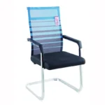 🪑 Italian Style Mesh Office Chair with Stainless Steel Bow Legs – Model 4009C-Zebra Black & Silver Visitor Chai - Image 5