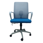GB93-2 Office Chair – Ergonomic Mid-Back Mesh Chair with Lumbar Support & Blue-Gray Modern Design - Image 2