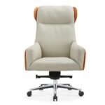 2381 A – Cream Executive Office Chair | Premium Skin-Like Leather, Ergonomic Luxury with 4-Speed Locking Chassis - Image 2