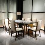 DC - 10  Luxury V-Logo Dining Chair – Open Paint Finish + Microfiber & Cloth Upholstery + Embroidery Detailing - Image 3