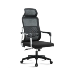 Office Chair 909A – Ergonomic Faux Leather Chair with Recline & Lumbar Support – Black & Gray - Image 6