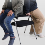 SH-3032 Black Tablet Arm Training Chair – Ergonomic Mesh Back with Foldable Arm, Casters & Stackable Design - Image 2