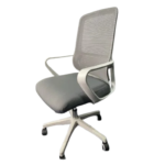 Office Chair 1939L – Ergonomic Mid-Back Revolving Mesh Chair with Tilt Lock, Armrests & Chrome Base – Gray - Image 2