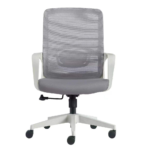 Office Chair 1939L – Ergonomic Mid-Back Revolving Mesh Chair with Tilt Lock, Armrests & Chrome Base – Gray - Image 3